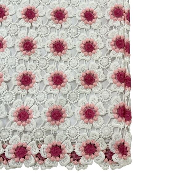 J Crew Floral Crochet Pencil Knee Length Skirt Size 16 Pink Garden Party Church - Picture 4 of 5